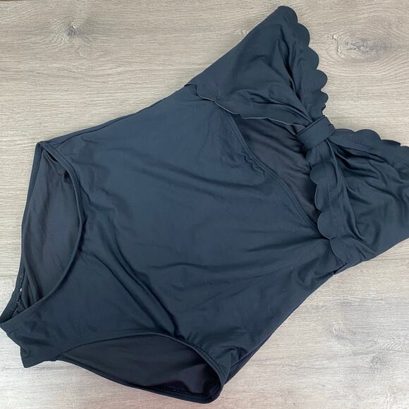 Kate Spade Black Scalloped Bandeau One Piece Swimsuit Sz.L - Picture 6 of 14